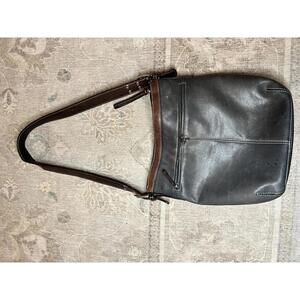 Tignanello Classic Leather Women's Shoulder Bag with Brown Trim